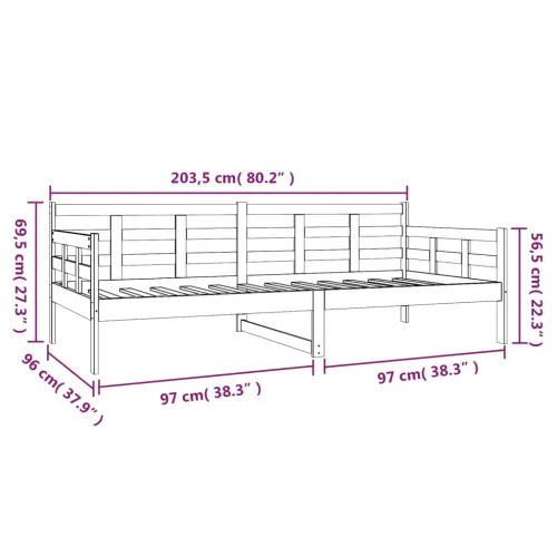 Dnevni ležaj bijeli od masivne borovine 90 x 200 cm - Bijela 90 x 200 cm Cijena