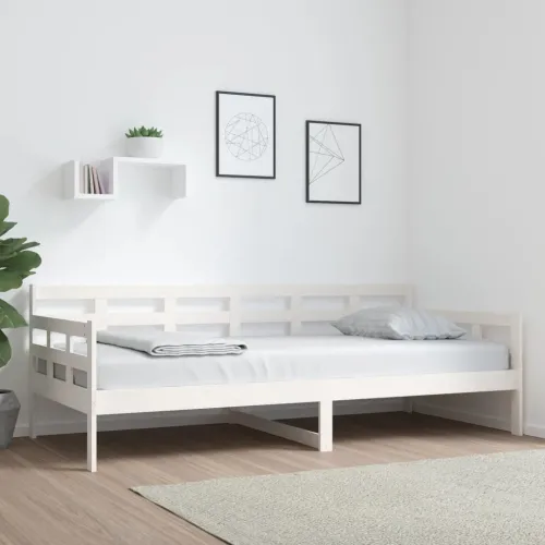 Dnevni ležaj bijeli od masivne borovine 90 x 200 cm - Bijela 90 x 200 cm Cijena