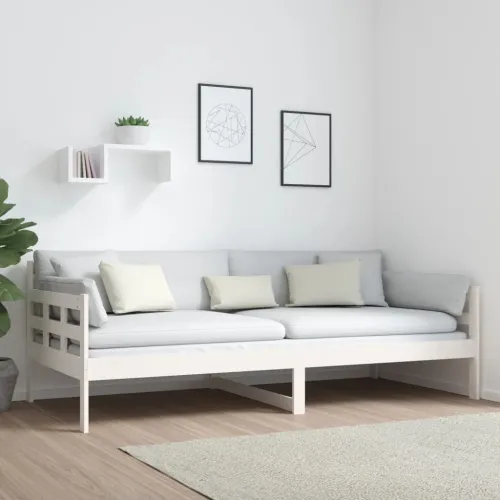 Dnevni ležaj bijeli od masivne borovine 90 x 200 cm - Bijela 90 x 200 cm Cijena