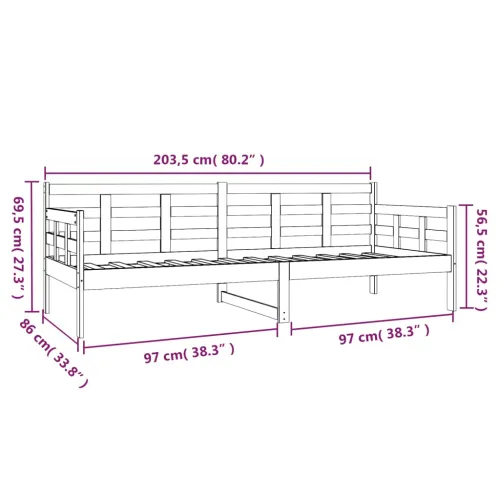 Dnevni ležaj od masivne borovine 80 x 200 cm - Prirodna 80 x 200 cm Cijena