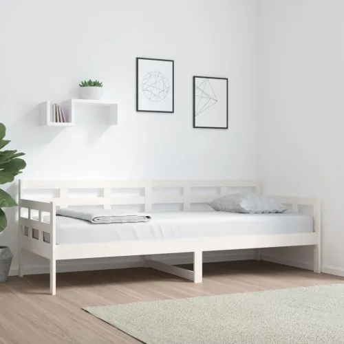 Dnevni ležaj bijeli 80 x 200 cm od masivne borovine - Bijela 80 x 200 cm Cijena