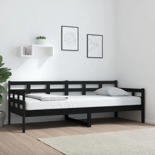 Dnevni ležaj od masivne borovine crni 80 x 200 cm - Crna 80 x 200 cm Cijena