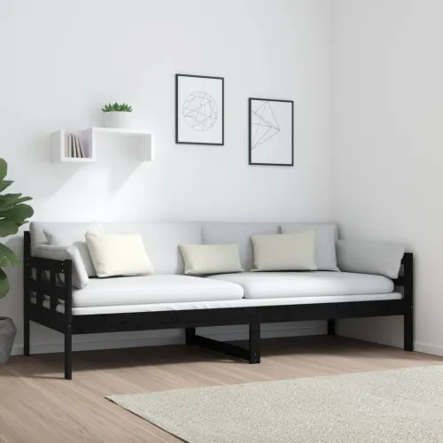 Dnevni ležaj od masivne borovine crni 80 x 200 cm - Crna 80 x 200 cm Cijena