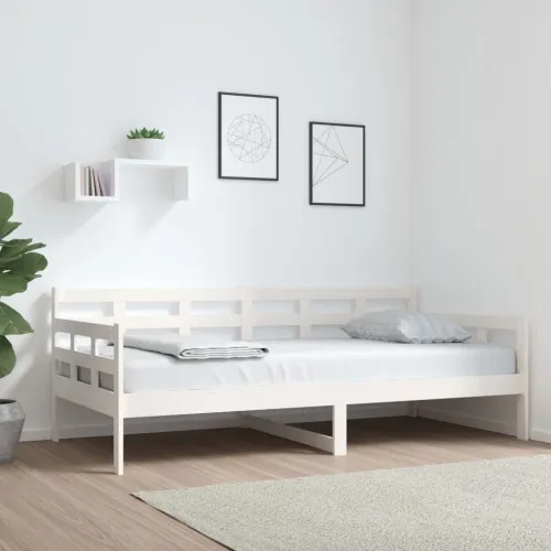 Dnevni ležaj bijeli od masivne borovine 90 x 190 cm - Bijela 90 x 190 cm Cijena