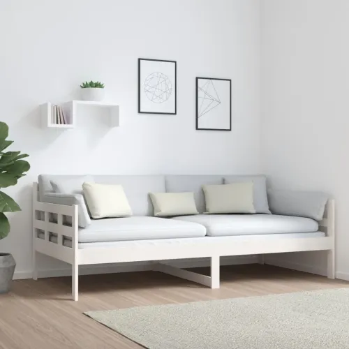 Dnevni ležaj bijeli od masivne borovine 90 x 190 cm - Bijela 90 x 190 cm Cijena