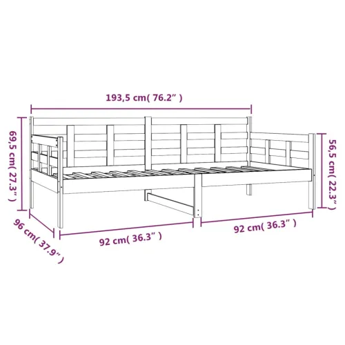 Dnevni ležaj bijeli od masivne borovine 90 x 190 cm - Bijela 90 x 190 cm Cijena