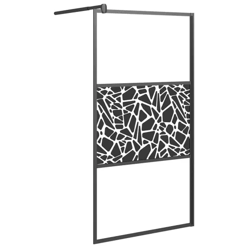 Pregrada za tuš 100 x 195 cm staklo ESG s uzorkom kamena crna - Crna 100 x 195 cm staklo i kamen Cijena