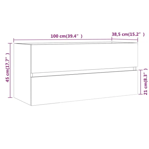 Ormarić za Lavabo - Umivaonik boja hrasta sonome 100x38,5x45 cm drveni - Sivi hrast sonoma 100 x 38.5 x 45 cm Cijena