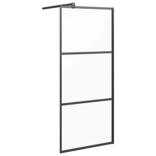 Pregrada za tuš 90 x 195 cm s mutnim staklom ESG crna - Crna 90 x 195 cm Matirano Cijena