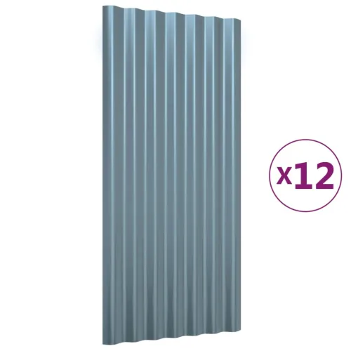 Krovni paneli 12 kom od pocinčanog čelika sivi 80 x 36 cm - Siva 80 x 36 cm 12 Cijena