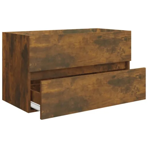 Ormarić s ugrađenim Lavabo - Umivaonikom boja dimljenog hrasta drveni - Dimljeni hrast 80 x 38.5 x 45 cm 1 sa slavinom i odvodom Cijena