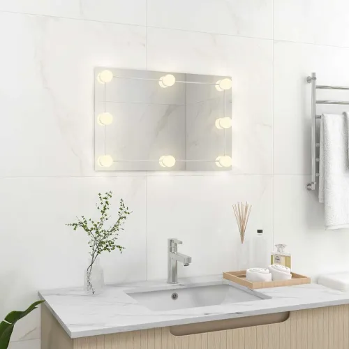 Zidno ogledalo s LED svjetlima pravokutno stakleno - 60 x 40 cm 1 s LED svjetlima Cijena