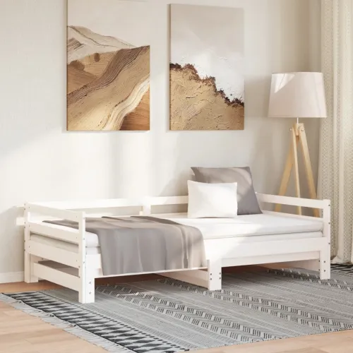 Dnevni ležaj na izvlačenje bijeli od borovine 90 x 200 cm - Bijela 90 x 200 cm Cijena