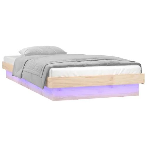 LED okvir za krevet 90 x 200 cm od masivnog drva - Prirodna 90 x 200 cm Cijena