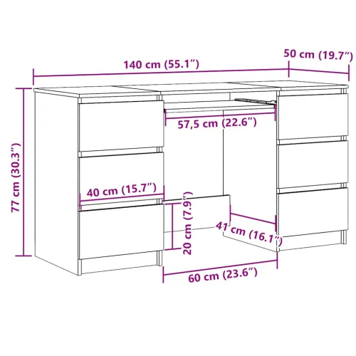 Pisaći stol boja hrasta sonome 140x50x77 cm konstruirano drvo - Sivi hrast sonoma Cijena