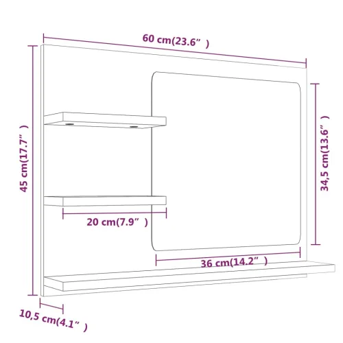 Kupaonsko ogledalo boja dimljenog hrasta 60x10,5x45 cm drveno - Dimljeni hrast Cijena