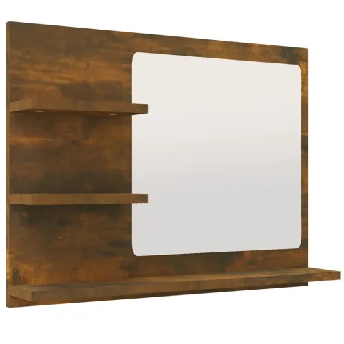 Kupaonsko ogledalo boja dimljenog hrasta 60x10,5x45 cm drveno - Dimljeni hrast Cijena