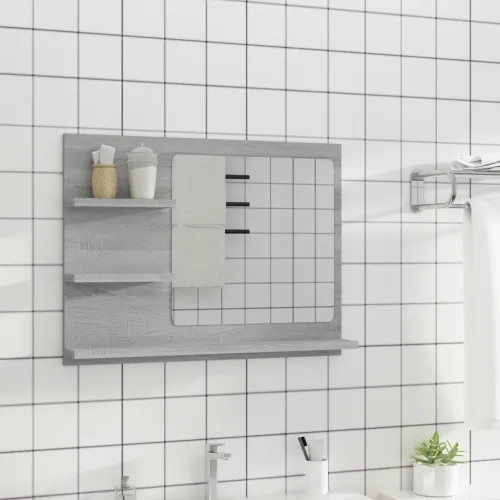 Kupaonsko ogledalo boja sivog hrasta 60 x 10,5x 45 cm drveno - Sivi hrast sonoma Cijena