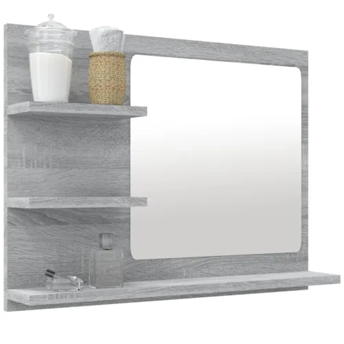 Kupaonsko ogledalo boja sivog hrasta 60 x 10,5x 45 cm drveno - Sivi hrast sonoma Cijena