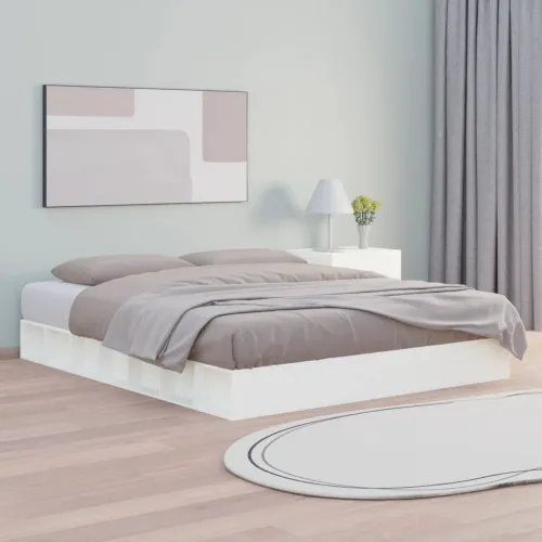 Okvir za krevet bijeli 120 x 200 cm od masivnog drva - Bijela 120 x 200 cm Bijela 120 x 200 cm Cijena