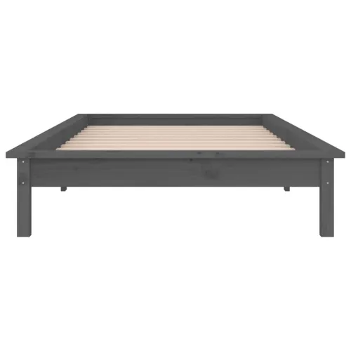 LED okvir za krevet sivi 100 x 200 cm od masivnog drva - Siva 100 x 200 cm Cijena