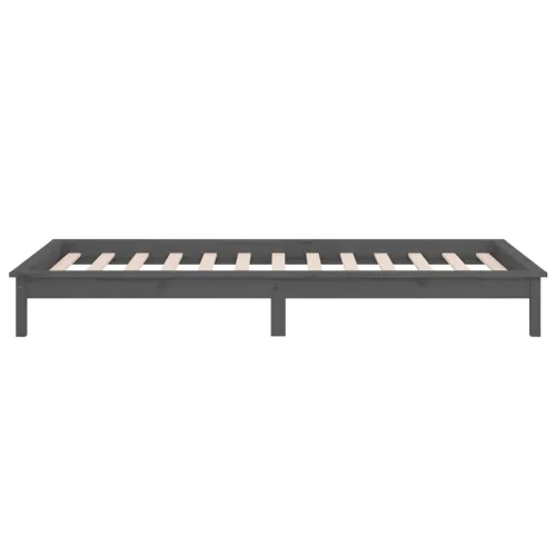LED okvir za krevet sivi 100 x 200 cm od masivnog drva - Siva 100 x 200 cm Cijena