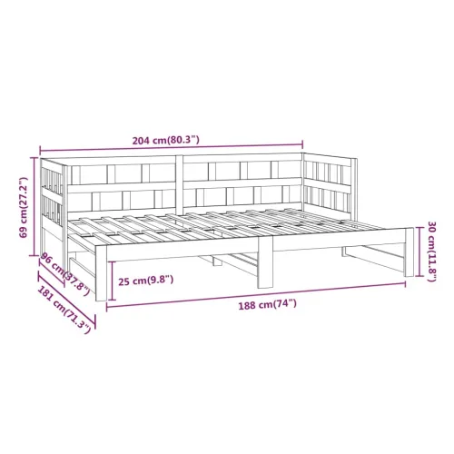 Dnevni ležaj na izvlačenje bijeli 2x(90x200)cm masivna borovina - Bijela 90 x 200 cm Cijena