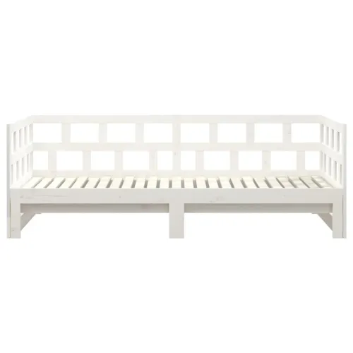 Dnevni ležaj na izvlačenje bijeli 2x(90x200)cm masivna borovina - Bijela 90 x 200 cm Cijena