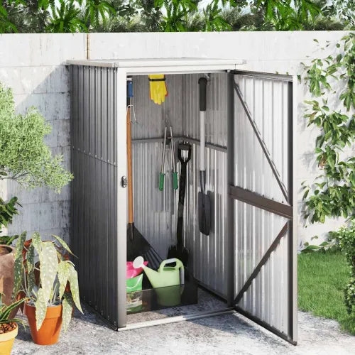 Vrtna kućica - Vrtno spremište sivo 88 x 89 x 161 cm od pocinčanog čelika - Siva 88 x 89 x 161 cm 1 Siva Cijena
