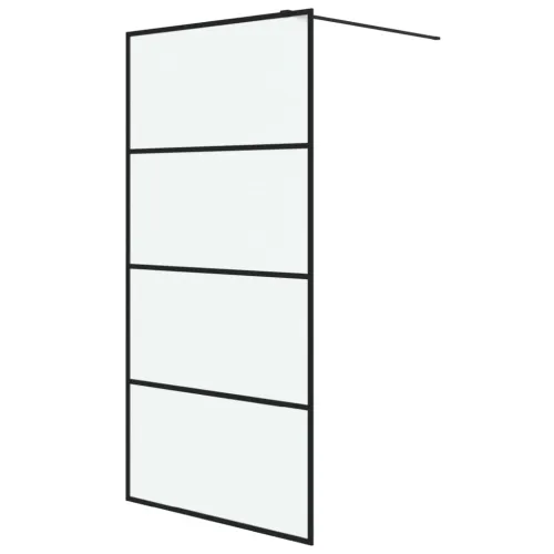 Pregrada za tuš crna 100 x 195 cm s mutnim staklom ESG - Crna 100 x 195 cm Matirano Cijena