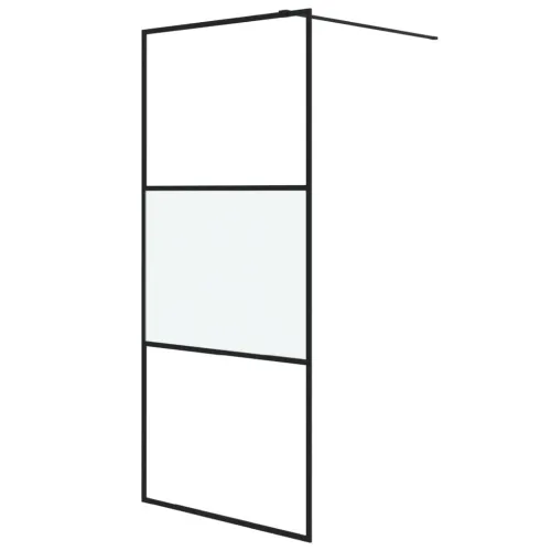 Pregrada za tuš crna 90 x 195 cm s napola mutnim staklom ESG - Crna 90 x 195 cm napola matirano Cijena