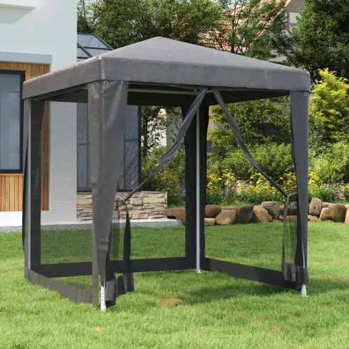 Šator za svadbe - šator za zabave s 4 mrežasta bočna zida antracit 2 x 2 m HDPE - Antracit 2 x 2 m s 4 bočna zida Cijena