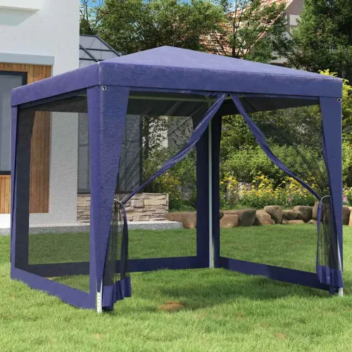 Šator za svadbe - šator za zabave s 4 mrežasta bočna zida plavi 2,5 x 2,5 m HDPE - Plava 2.5 x 2.5 m s 4 bočna zida Cijena