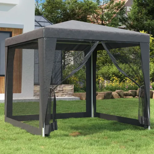 Šator za svadbe - šator za zabave s 4 mrežasta bočna zida antracit 2,5x2,5 m HDPE - Antracit 2.5 x 2.5 m s 4 bočna zida Cijena