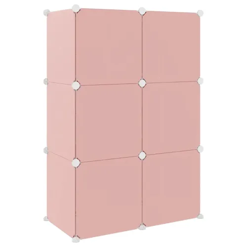 Dječji kockasti ormarić za pohranu sa 6 kocka ružičasti PP - Ružičasta 74 x 36.5 x 108 cm Cijena
