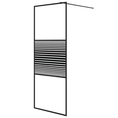 Pregrada za tuš crna 80 x 195 cm s prozirnim staklom ESG - Crna 80 x 195 cm Prugasta Cijena