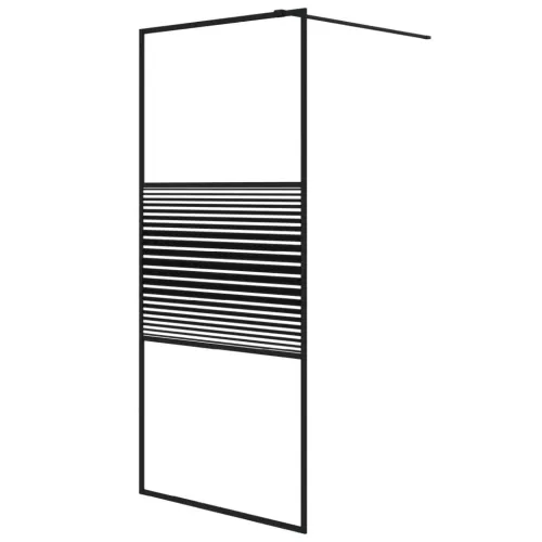 Pregrada za tuš crna 90 x 195 cm s prozirnim staklom ESG - Crna 90 x 195 cm Prugasta Cijena