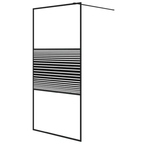Pregrada za tuš crna 100 x 195 cm s prozirnim staklom ESG - Crna 100 x 195 cm Prugasta Cijena