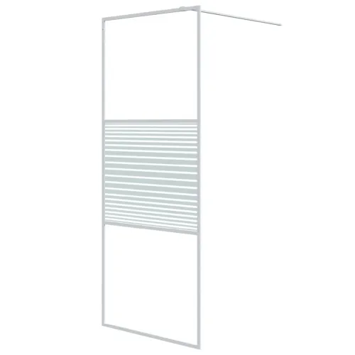 Pregrada za tuš bijela 80 x 195 cm s prozirnim staklom ESG - Bijela 80 x 195 cm Prugasta Cijena