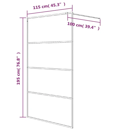 Pregrada za tuš crna 115 x 195 cm s napola mutnim staklom ESG - Crna 115 x 195 cm napola matirano Cijena