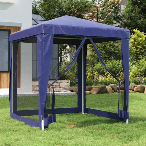 Šator za svadbe - šator za zabave s 4 mrežasta bočna zida plavi 2 x 2 m HDPE - Plava 2 x 2 m 1 s 4 bočna zida Cijena