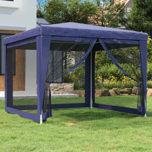 Šator za svadbe - šator za zabave s 4 mrežasta bočna zida plavi 3 x 3 m HDPE - Plava 3 x 3 m 1 s 4 bočna zida Cijena