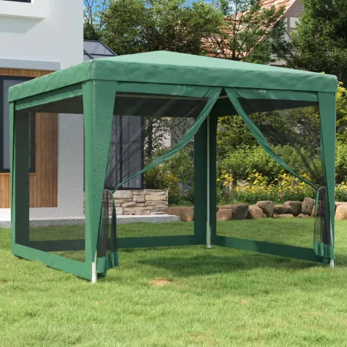 Šator za svadbe - šator za zabave s 4 mrežasta bočna zida zeleni 3 x 3 m HDPE - Zelena 3 x 3 m s 4 bočna zida Cijena