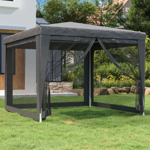 Šator za svadbe - šator za zabave s 4 mrežasta bočna zida antracit 3 x 3 m HDPE - Antracit 3 x 3 m s 4 bočna zida Cijena