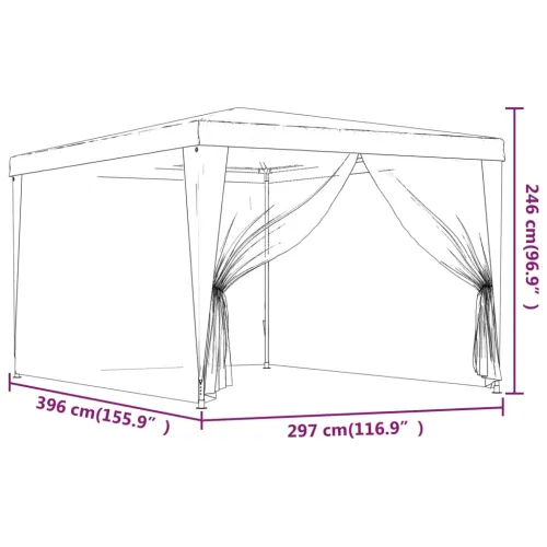 Šator za svadbe - šator za zabave s 4 mrežasta bočna zida zeleni 3 x 4 m HDPE - Zelena 3 x 4 m s 4 bočna zida Cijena