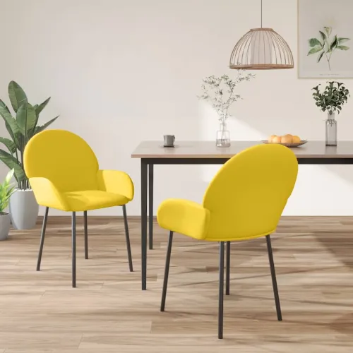 Blagovaonske stolice 2 kom žute baršunaste - Žuta 2 Cijena