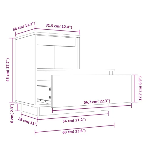 Noćni ormarić 60 x 34 x 51 cm od masivne borovine - Prirodna 1 Prirodna 1 Cijena