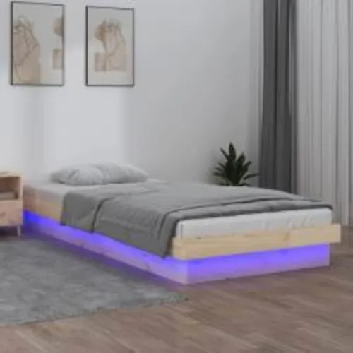 LED okvir za krevet 100 x 200 cm od masivnog drva - Prirodna 100 x 200 cm Cijena