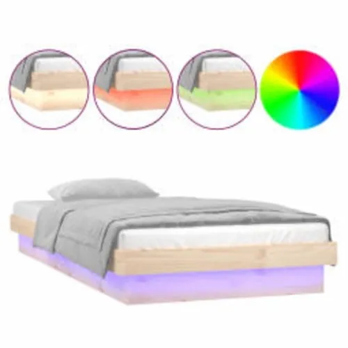 LED okvir za krevet 100 x 200 cm od masivnog drva - Prirodna 100 x 200 cm Cijena