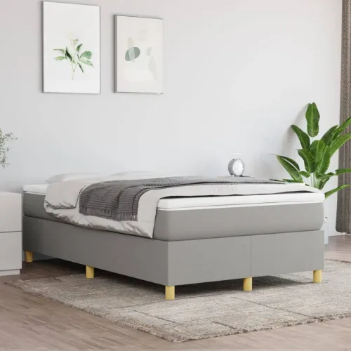Okvir za krevet s oprugom svjetlosivi 120 x 200 cm od tkanine - Svjetlosiva 35 cm 120 x 200 cm Cijena